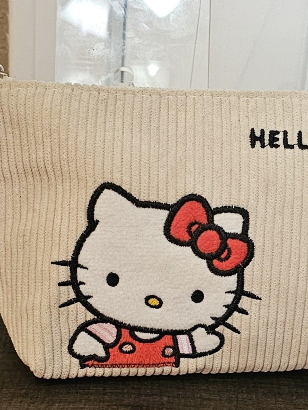 Hello Kitty Corduroy Bag With Wristlette Strap